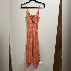 Angie Pink and Yellow Floral Flowy Dress